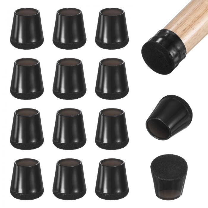 M METERXITY 16個セット 椅子脚床保護具 0.59-0.7" シリコンカップ丸いフェルト家具パッド ハードウッドフロア/ラミネート/カーペット用 椅子脚カバーソックス[黒]