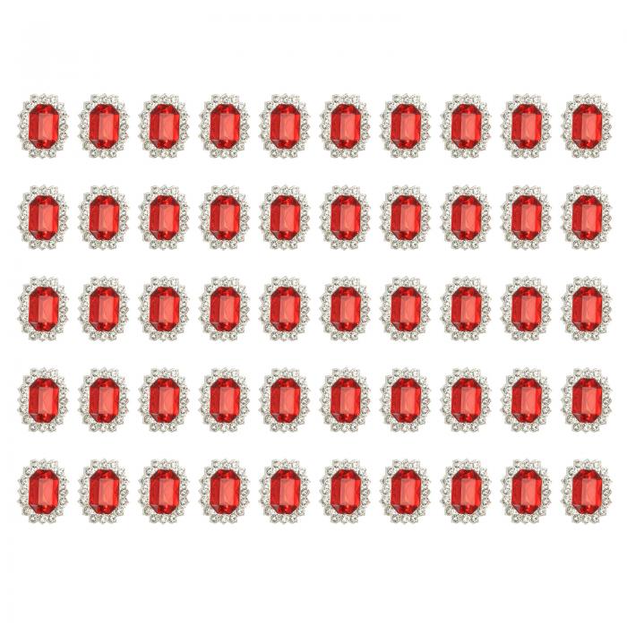 PATIKIL 50個のラインストーン装飾品、ハンドクラフト水晶ラインストーンボタン装飾シルバーベースジェムスレッドラインストーン、クラフト衣類宝石作り