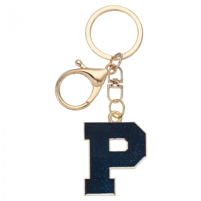 PATIKIL イニシャルレターキーホルダー アルファベットバッグ装飾 車用キーリング レターPペンダント装飾キーチェーン キーウォレット 財布 ハンドバッグ バックパック用 ディープブルー