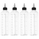 PATIKIL 230 ml/8 OZ プラスチック製絞るボトル 黒いねじりキャップ付き 4 個入りグラデーション付きラウンドディスペンシングボトル 液体 クラフト オイル 調味料用空ボトル