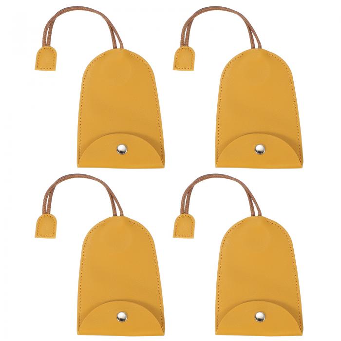 PATIKIL カーキーケース 4個のPUレザーキーポーチ キーフォブホルダー カー事務所キー用のバックル付きキーチェーンバッグスリーブ レモンイエロー