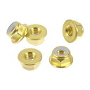 Motoforti 5個M6*1.0車用フランジナット 銅 プラスチックゴムリング フラット六角ロックフランジナット ノンスリップロックフランジ ゴールドトーンゴムリング 11mm/0.43"