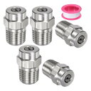 M METERXITY 表面洗浄チップ 5個パック - 25度 1/4" NPT オス 高圧洗浄機ノズル クリーナーノズル交換用 ステンレススチール シーリングテープ付き ウォーターガンに適用 (1.382mmオリフィス)