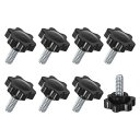 M METERXITY スタークランプノブ 8個パック 1/4-20UNC 0.63インチ (16mm) 雄ねじ手締めネジ 機械/電子機器/家具/傘ベース用 機...