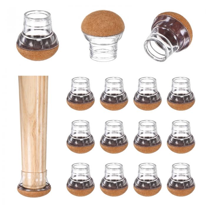 M METERXITY 16個セット 椅子脚床保護具 0.55"-0.75"シリコンカップ丸いフェルト家具パッド ハードウッ..