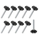 M METERXITY スタークランプノブ 10個パック M8x60mm 雄ねじ手締めネジ 機械/電子機器/家具/傘ベース用 機械ハンドル交換用 [38mm 黒...