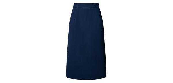 ソウテンのHobemty ペンシルスカート ハイウエスト スプリットバック ワーク ミディスカート 膝下丈 通勤 ビジネス ポケット付き レディース ネイビーブルー S｜アングル2