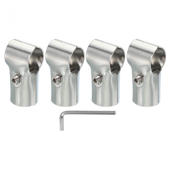 PATIKIL 1.26インチ 2 ウェイ パイプクランプコネクタ、4個 ステンレス鋼 チェーンリンクフェンスクランプ コートラッ ク ストアシェルフ ブ ラケ...