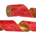 PATIKIL リボン ベロア ベルベット 10 cm x 9 M シングルフェイス ギフトラッピング 手芸 ラッピング クリスマスツリー デコレーション 赤(単色)