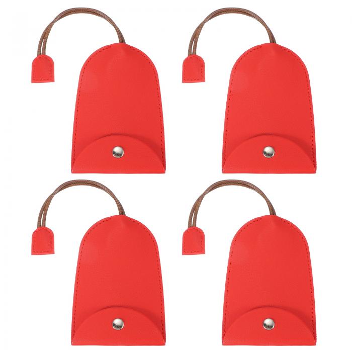 PATIKIL カーキーケース 4個のPUレザーキーポーチ キーフォブホルダー カーオフィスキー用のバックル付きキーチェーンバッグスリーブ レッド