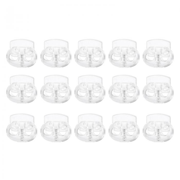 15個 プラスチックコードロック ダブルホールスプリングトグルストッパーファスナー 伸縮コード調整スライダー ドローストリング パラコード 靴ひも 衣類 荷物 ...