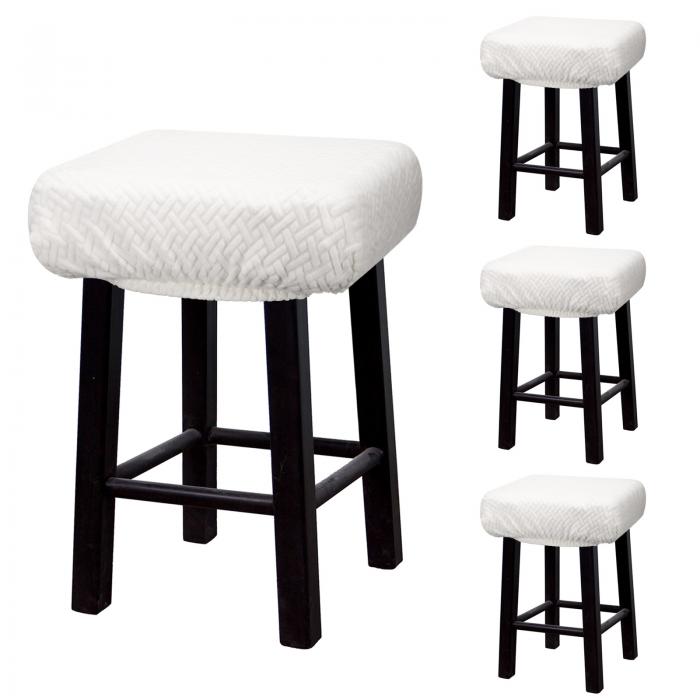 4個 スツールカバー 長方形 バースツールカバー サドルシートカバー 木製メタルベンチチェア用 ホワイト