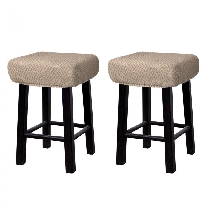 2個 スツールカバー 長方形 木製メタルベンチチェア用サドルシートカバー カーキ