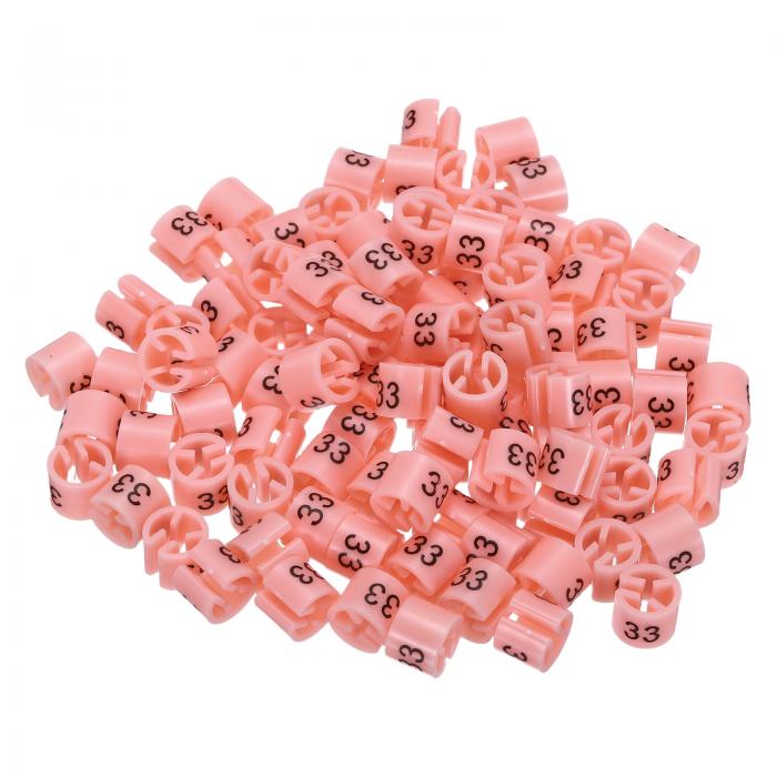 衣類ハンガーマーカーナンバー33 タグ 3 mm ロッド用 ピンク ガーメント クロージング カラーコーディング 100個入り