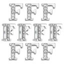 レターチャー ム、20個8mm - クロムアルファベットスライドチャー ムペンダント、ハーフラインストーンレター、宝石メイキングDIYレザーリストバンドブレスレ...