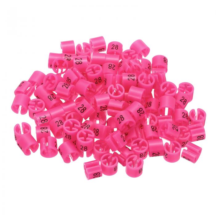 衣類ハンガーマーカーナンバー28タグ3 mmロッド用ローズレッドガーメントクロージングカラーコーディング、100個入り