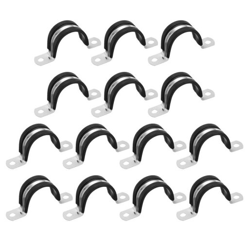 14個27mm(1-1/16")ケーブルクランプ 304ステンレススチールラバーコーティングクッション付き絶縁ケーブルクランプ2穴U字ストラップクランプ ラインパイプホースコード取り付け用 黒 14個27mm(1-1/16")ケーブルクランプ 304ステンレススチールラバーコーティングクッション付き絶縁ケーブルクランプ2穴U字ストラップクランプ ラインパイプホースコード取り付け用 黒