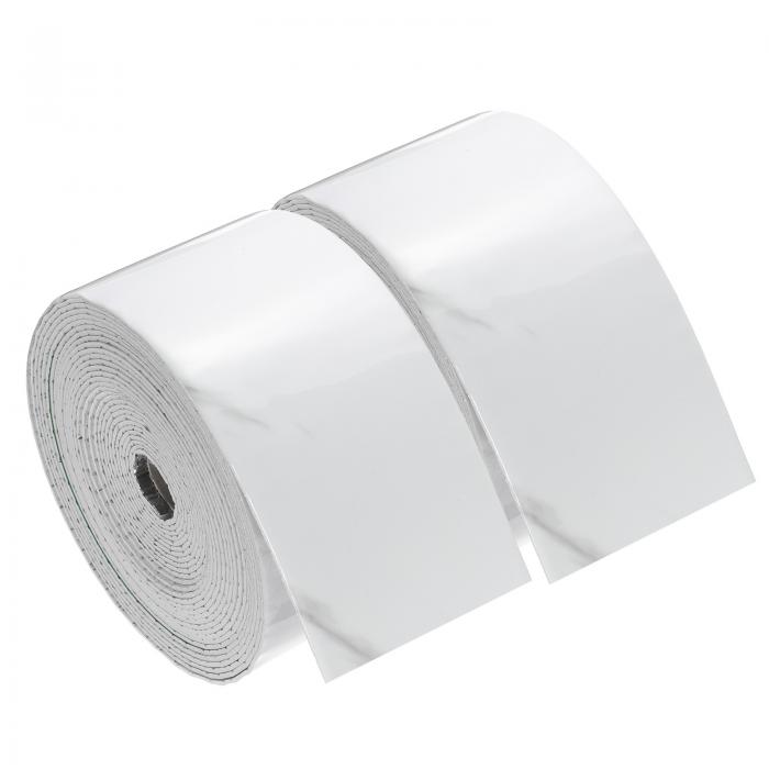 2個 ピールアンドスティック防水壁ボーダー 4" x 394" ホワイトマーブル柄取り外し可能な壁紙ボーダー..