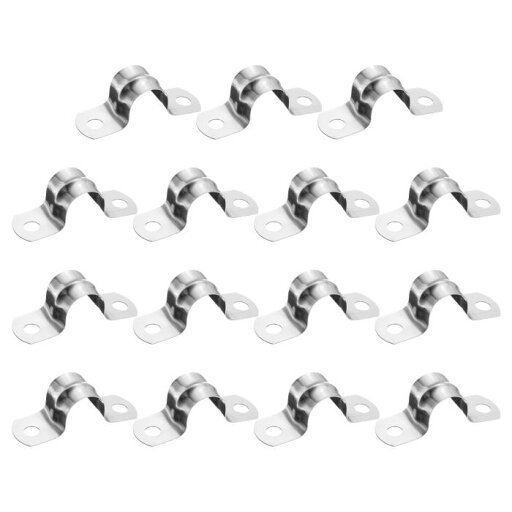 15個16mm(5/8")ケーブルクランプ 304ステンレス鋼製クッション付き絶縁ケーブルクランプ2穴U字ストラップクランプ ラインパイプホースワイヤーコード取り付け用 シルバー 15個16mm(5/8")ケーブルクランプ 304ステンレス鋼製クッション付き絶縁ケーブルクランプ2穴U字ストラップクランプ ラインパイプホースワイヤーコード取り付け用 シルバー