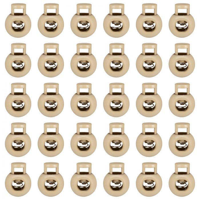 50個のプラスチックコードロック、シングルホールスプリングトグルストッパークリップ、ドローストリング、パラコード、バッグ、衣類、手袋のひもロック交換用、カーキ