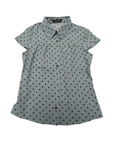 Allegra K 水玉トップス シャツ 半袖 ヴィンテージ カジュアル レディース ダスティブルー S Allegra K 水玉トップス シャツ 半袖 ヴィンテージ カジュアル レディース ダスティブルー S