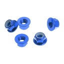 HEROFFIX 5個M5車用フランジナットアルミニウム合金 プラスチックゴムリングフラットヘックスロックフランジナット滑り止めロックフランジサファイアブルーラバーリング