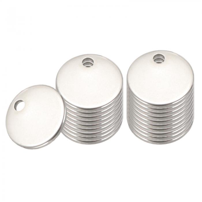 PATIKIL 20個1/4"丸型金属スタンピング空白 穴付きステンレス鋼銅空白タグ 金属スタンピングタグ 宝石製作 彫刻用