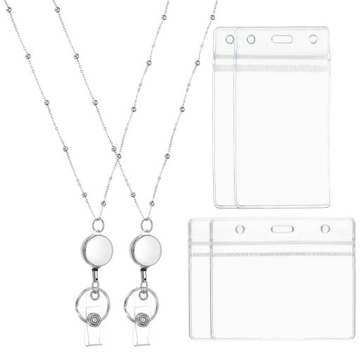 PATIKIL バッジネックレスランヤード付きIDホルダー 2個304ステンレス鋼製リトラク タブルラウンドバッジリールランヤードクリップチェーンとIDホルダー2セット 女性用オフィスIDカードキー用 シルバートーン PATIKIL バッジネックレスランヤード付きIDホルダー 2個304ステンレス鋼製リトラク タブルラウンドバッジリールランヤードクリップチェーンとIDホルダー2セット 女性用オフィスIDカードキー用 シルバートーン