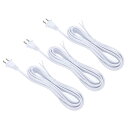 PATIKIL 15フィートランプコード S PT-2 18AWG ULリストされた電源ワイヤー 3個入り ホワイトいランプコード交換用極性プラグ付き ランプ修理部品(3)