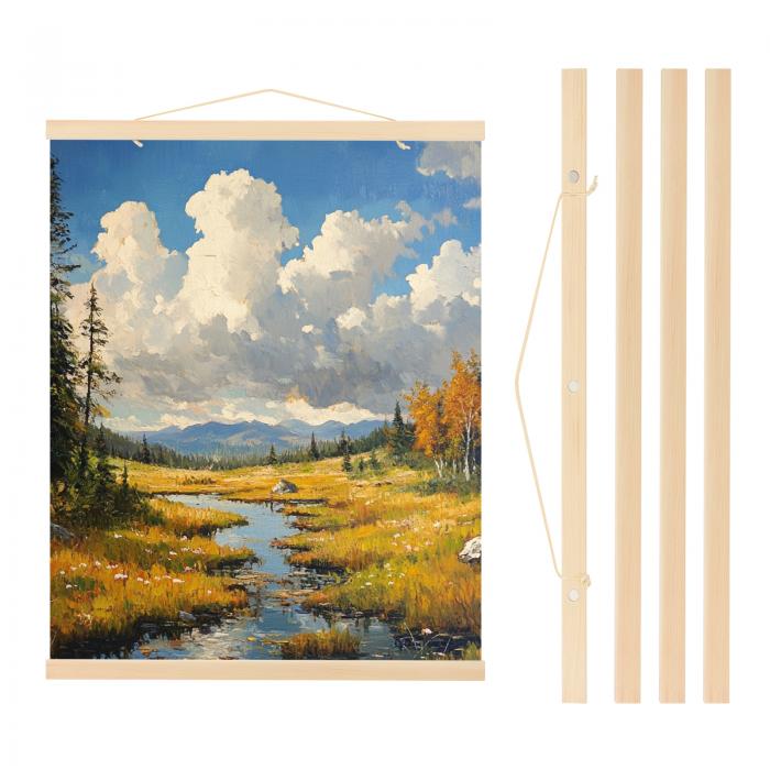 PATIKIL 2セット磁気ポスターハンガーフレーム20 インチ木製マグネット写真ハンガーフレーム幅広い吊りキット写真 絵 アートワーク 地図 木製カラー