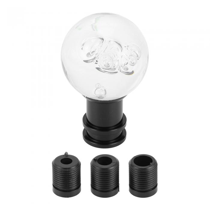 RATCHROLL 車用シフトノブ ギアシフトノブ アクリル アルミニウム合金 スティックシフトレバーノブ 自動車用 3つのアダプター付き クリア ブラック 1セット