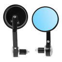 Partuto 1セットM8ユニバーサルオートバイリアビューミラーバーエンドサイドミラーマウントアジャスタブルアルミニウムブラックシルバートーンラウンドシェイプ