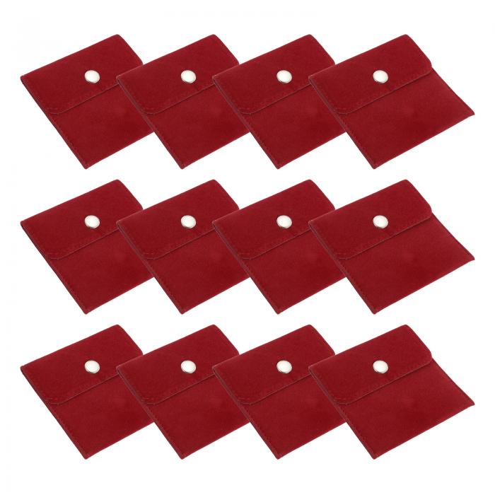 PATIKIL 4x4"宝石ポーチ 12個入りベルベットポーチスナップボタン付きポータブル収納バッグ イヤリング..