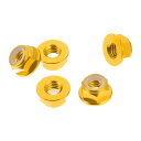 HEROFFIX 5個M6車用フランジナットアルミニウム合金 プラスチックゴムリングフラットヘックスロックフランジナット滑り止めロックフランジゴールドトーンゴムリング車両用オートバイ