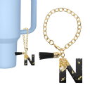 PATIKIL スタンレータンブ ラーカップ用 レター装飾アクセサリー レターNキーチェーンハンドル装飾 かわいいイニシャルレターとタッセル 女性用タンブ ラー...