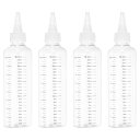 PATIKIL 230 ml/8オンスプラスチック製絞るボトル 透明なトップキャップ付き 4 個入りグラデーション付きラウンドディスペンシングボトル 液体 クラフト オイル 調味料用空ボトルです。
