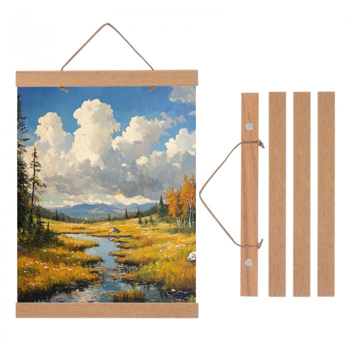 PATIKIL 2セット磁気ポスターハンガーフレーム8 インチ木製マグネット写真ハンガーフレーム幅広い吊りキット写真 絵画 アートワーク 地図 茶色