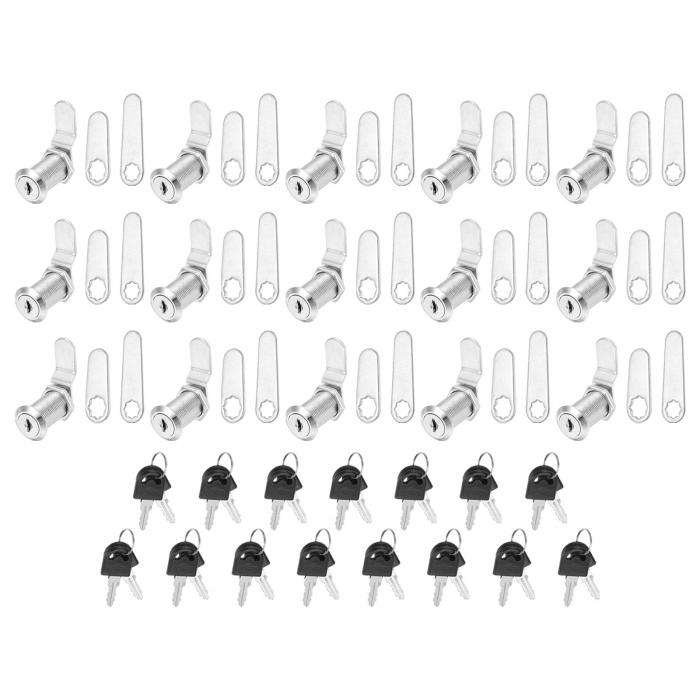 PATIKIL 1-1/8"キー付き同一のキャビネットロック 15パックのキャム交換ロックシリンダー RV引き出し収..