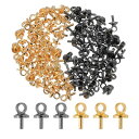 PATIKIL 3 mm カップアイピン 120個 ネジアイピン パールペグ ベイルペンダント キャップ付き イヤリング用 ハーフドリルビーズ 宝石製作用 金色/黒(3)