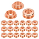 PATIKIL 8mm(1/3インチ) 真鍮製ホールアイレット 20個 アーク表面自己裏打ちグロメット シューズ 衣類 クラフト バッグ レザークラフト用 レッドカッパー