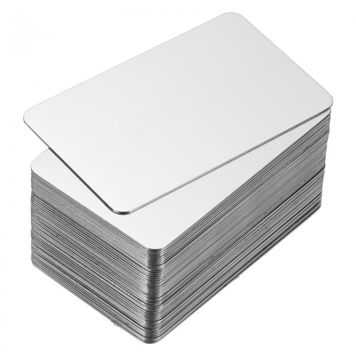 PATIKIL 0.8mmステンレススチールメタル名刺 50枚入り空ホワイト名刺レー ザー彫刻用DIYギフトカード シルバー