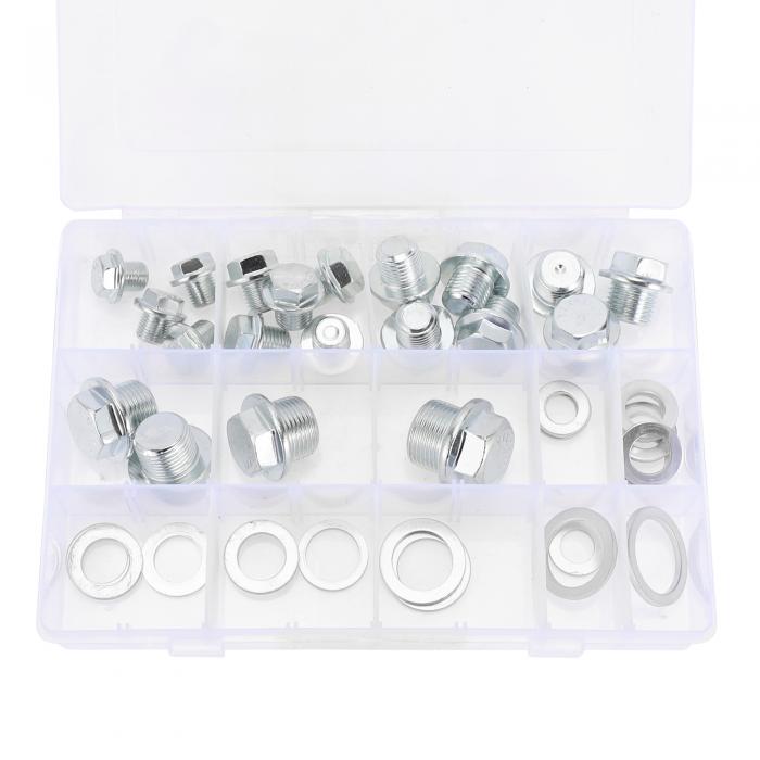 HEROFFIX オイルドレンプラグオイルパンドレンボルトネジ修理ガスケット付きシルバートーンアルミニウムM10x1 M12x1.25 M14x1.5 M16x1.5 M18x1.5 M20x1.5 M22x1.5