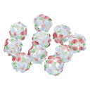 PATIKIL 10個入り バンピー ハンドメイド ガラスビーズ 14mm ガラス ルーススペーサービーズ ロンデル ラウンド 花付き DIY ネックレス 宝石 クラフト 携帯電話ケースアクセサリー作り ライトブルー ローズレッド