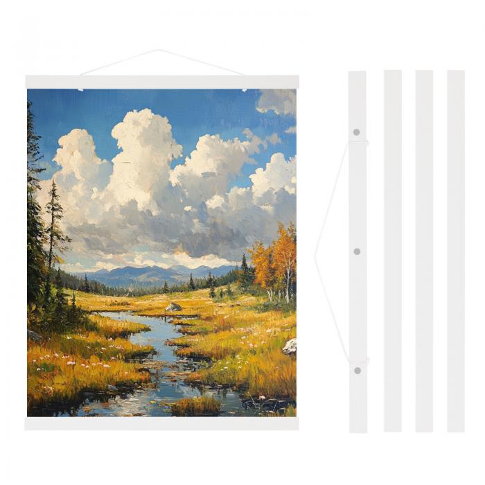 PATIKIL 2セット磁気ポスターハンガーフレーム16 インチ木製マグネットピクチャーハンガーフレーム幅広い写真 絵 地図用ハンギングキット ホワイト