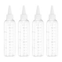 PATIKIL 110 ml/4オンスプラスチック製絞るボトル 白いトップキャップ付き 4 個グラデーション付きラウンドディスペンシングボトル 液体 クラフト オイル 調味料用空ボトル 透明