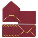 PATIKIL 120パックA7封筒 5x7カードVフラップ ラウンドエッジバレンタイン金色ボーダー付きオフィスウェディングカード招待状卒業パーティーギフト バーガ ンディ