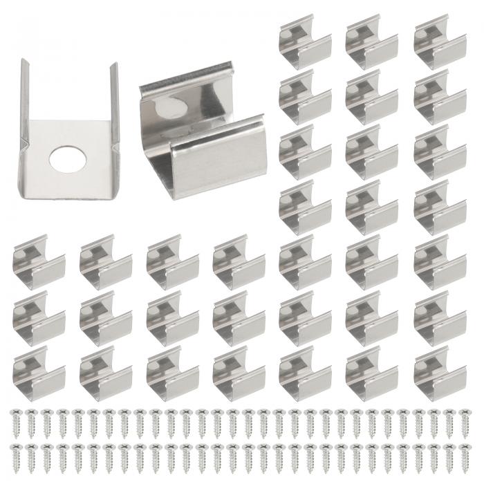 PATIKIL LEDストリップクリップ 50個 ステンレススチール取り付けブ ラケット固定クリップクランプサポ..