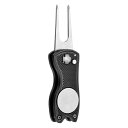 PATIKIL ゴルフディボット修理ツール マグネットボールマーカー&ステンレス鋼フォーク付き 折りたたみ式メタルゴルフ緑ディボットツール 黒(4)