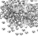 PATIKIL 1600個 SS16 ラウンド フラットバック 水晶 3.8-4.0 mm ガラス ラインストーン 宝石 ダイヤモンド DIY 工芸品 衣類 靴 ネイルアート デコレーション用 シルバー