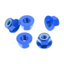HEROFFIX 5個M8車用フランジナットアルミニウム合金 プラスチックゴムリングフラットヘックスロックフランジナット滑り止めロックフランジサファイアブルーラバーリング